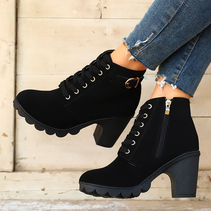 Women's Block Heel Ankle Boots – Comfortable Black Boots