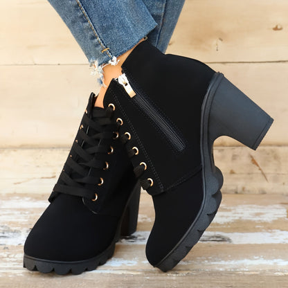 Women's Block Heel Ankle Boots – Comfortable Black Boots