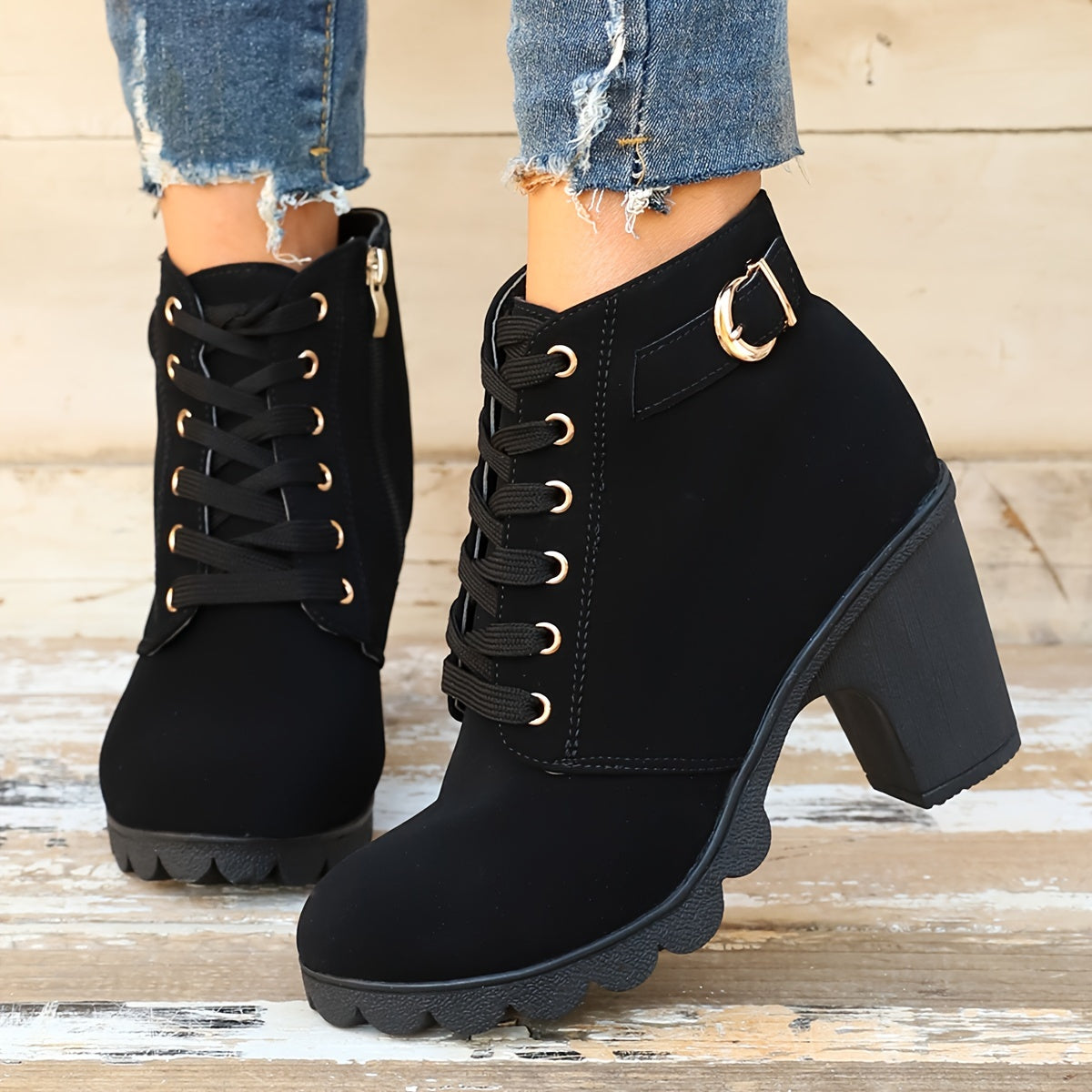 Women's Block Heel Ankle Boots – Comfortable Black Boots
