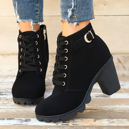 Women's Block Heel Ankle Boots – Comfortable Black Boots