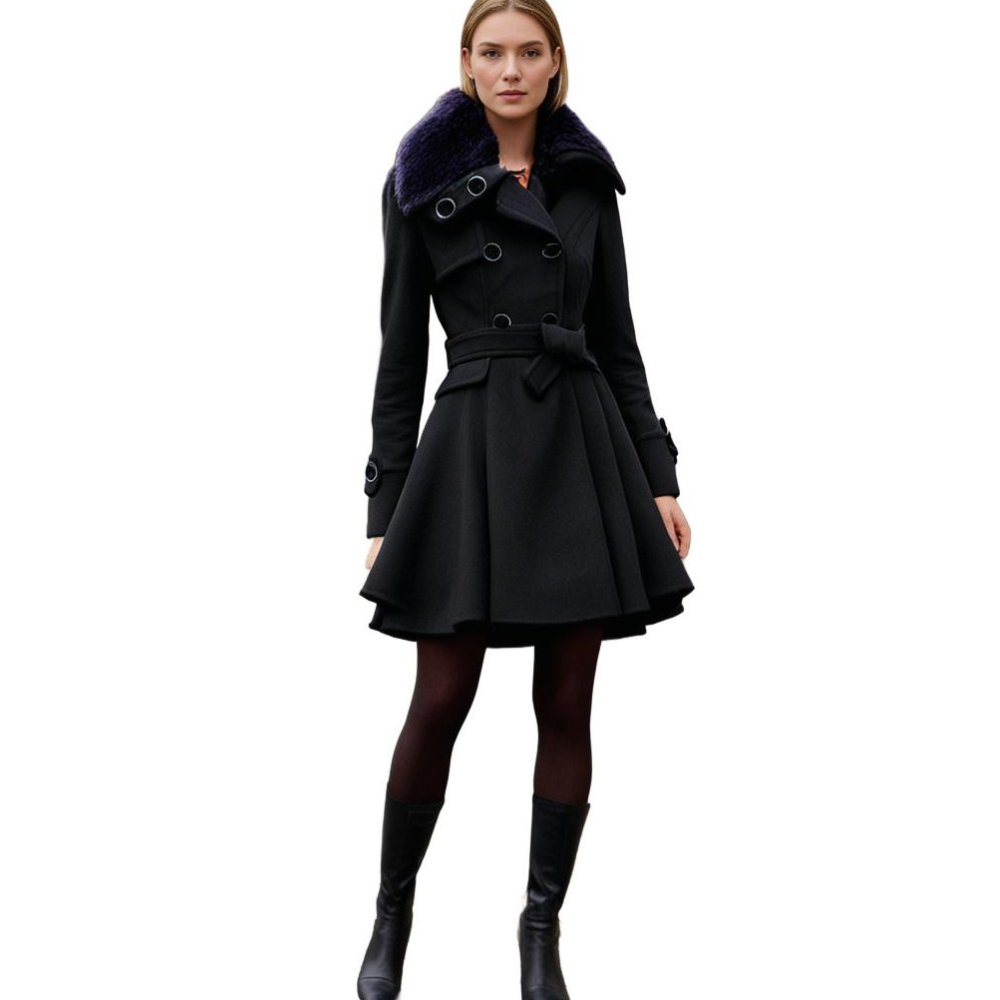 Women's Winter Coat – Flared Faux-Fur Collar Plus Sizes
