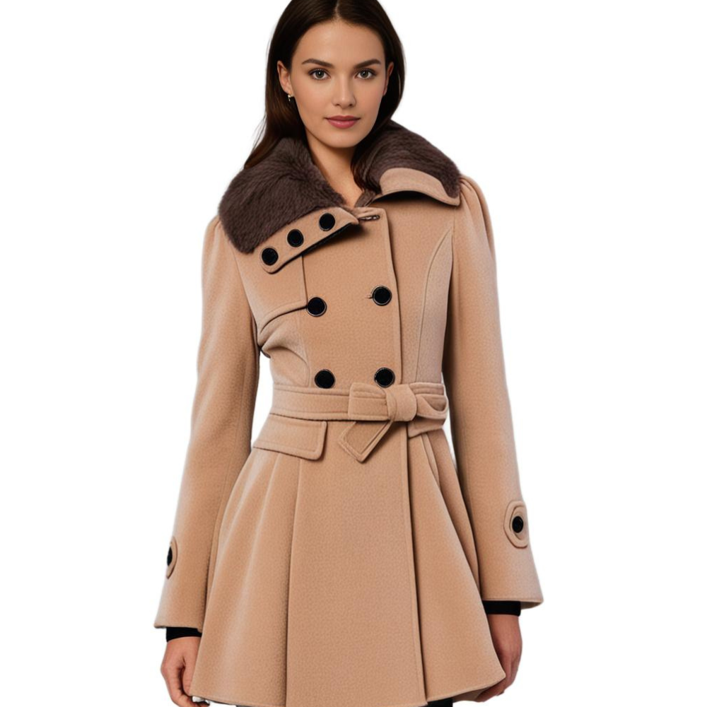 Women's Winter Coat – Flared Faux-Fur Collar Plus Sizes