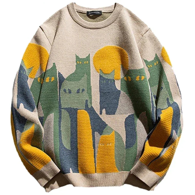Men's Printed Jumper – Patterned Knit Autumn Winter