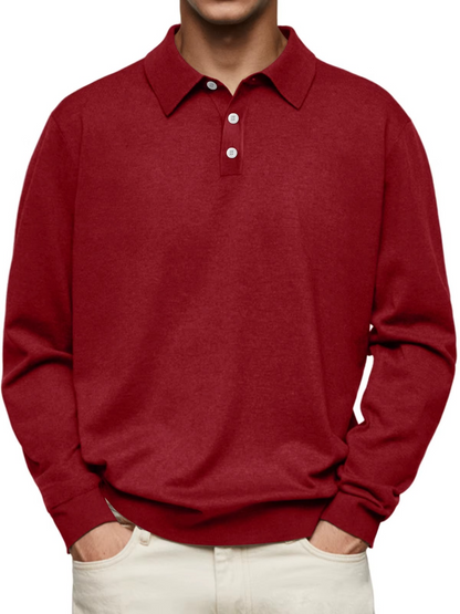 Men's Long-Sleeve Polo – Classic Buttoned Collar