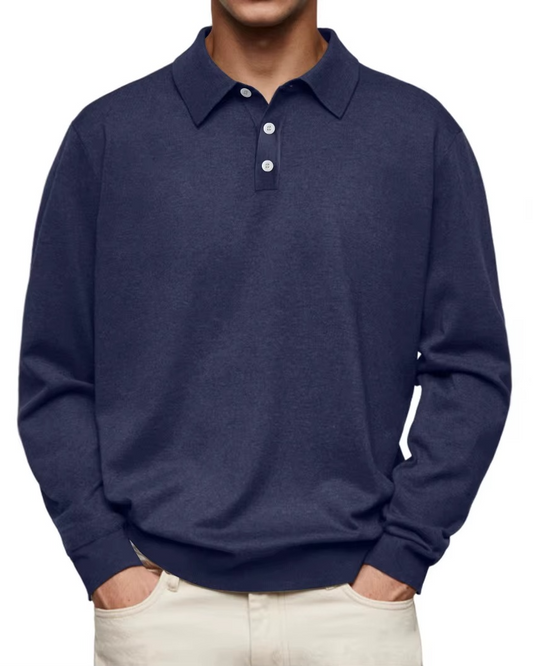 Men's Long-Sleeve Polo – Classic Buttoned Collar