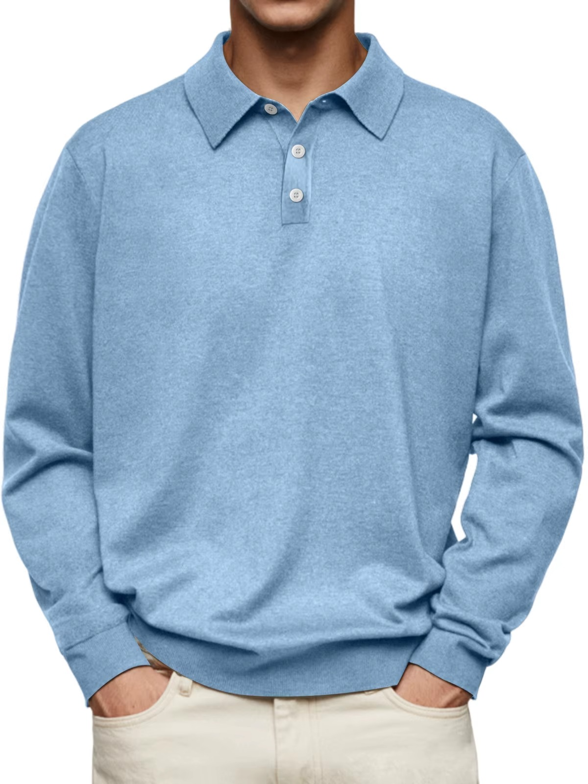 Men's Long-Sleeve Polo – Classic Buttoned Collar