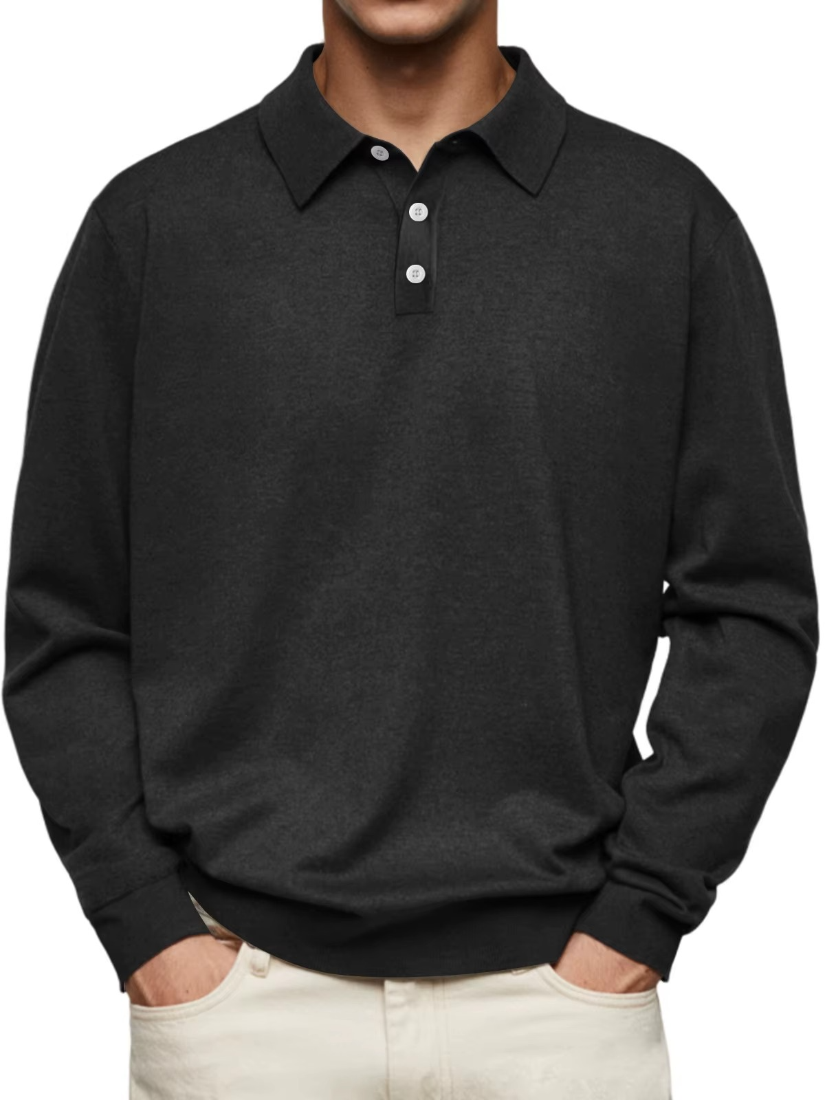 Men's Long-Sleeve Polo – Classic Buttoned Collar