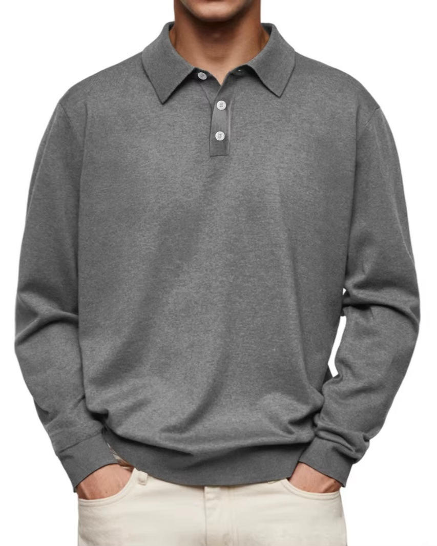 Men's Long-Sleeve Polo – Classic Buttoned Collar