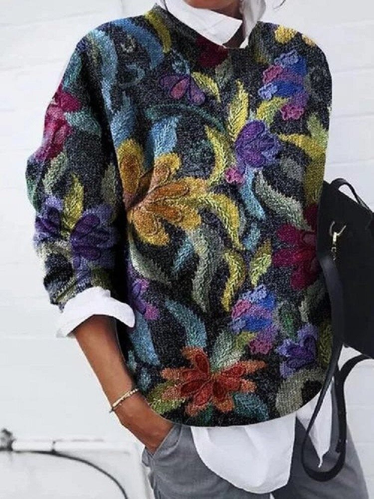 Women's Floral Jumper – Floral-Pattern Knit