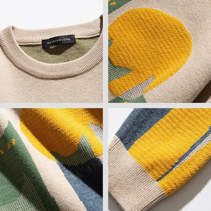 Men's Printed Jumper – Patterned Knit Autumn Winter