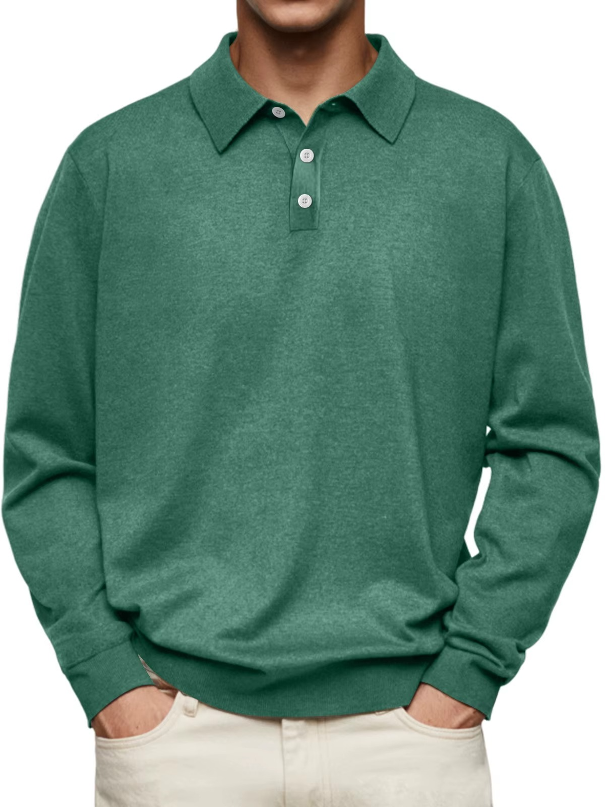 Men's Long-Sleeve Polo – Classic Buttoned Collar
