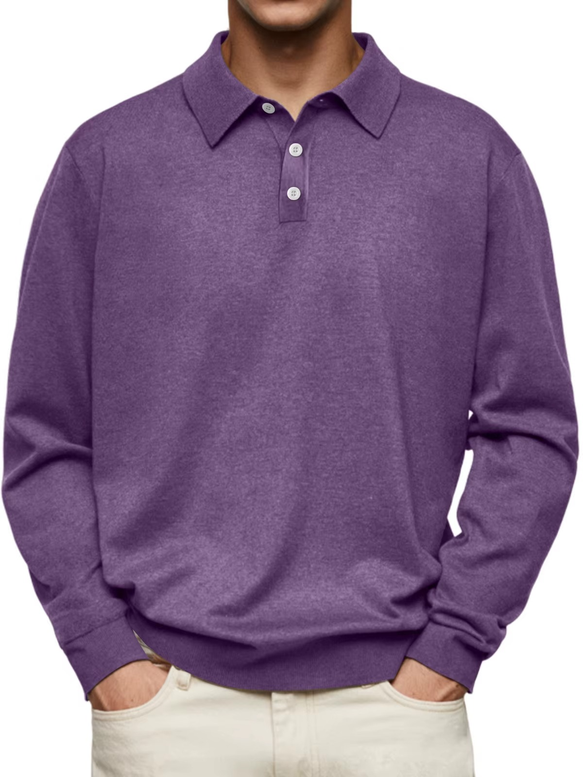 Men's Long-Sleeve Polo – Classic Buttoned Collar