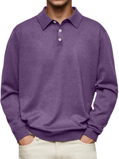 Men's Long-Sleeve Polo – Classic Buttoned Collar