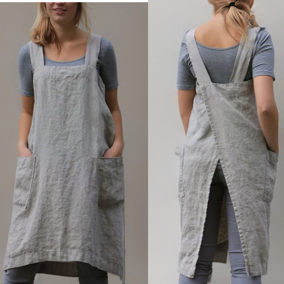 Women's Pinafore Dress with Pockets – Comfortable Dress, Plus Sizes