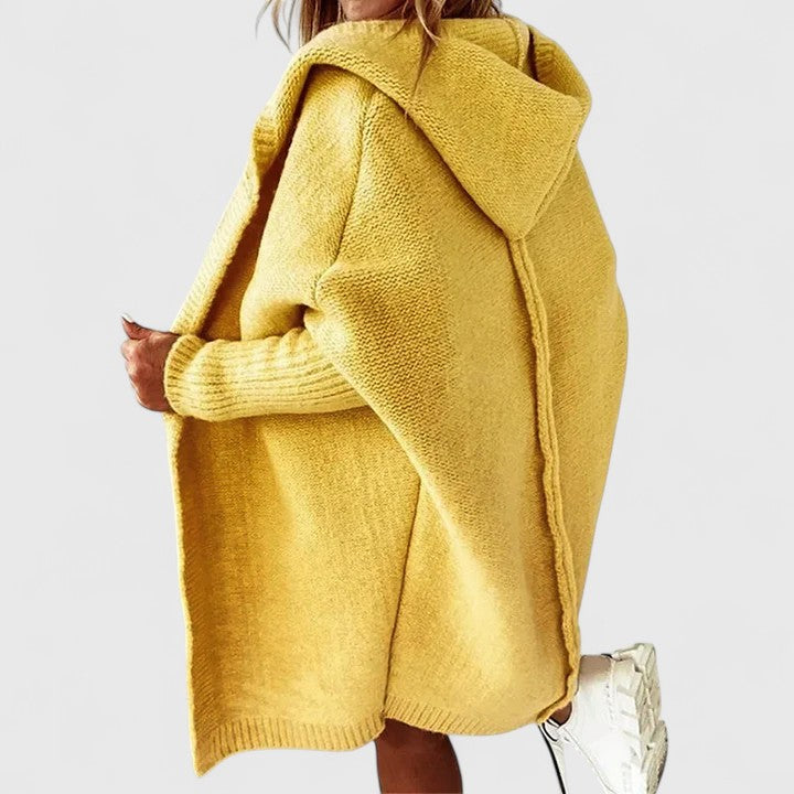 Women's Long Hooded Cardigan – Oversized Chunky Knit