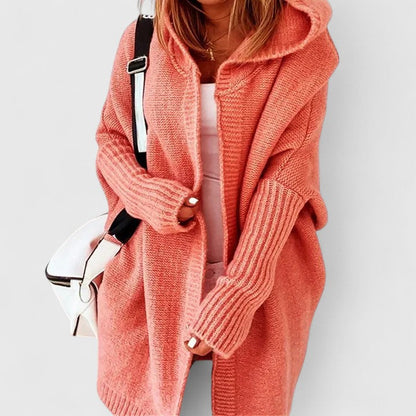 Women's Long Hooded Cardigan – Oversized Chunky Knit