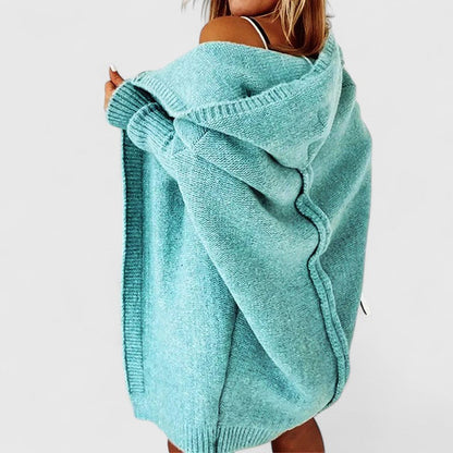 Women's Long Hooded Cardigan – Oversized Chunky Knit