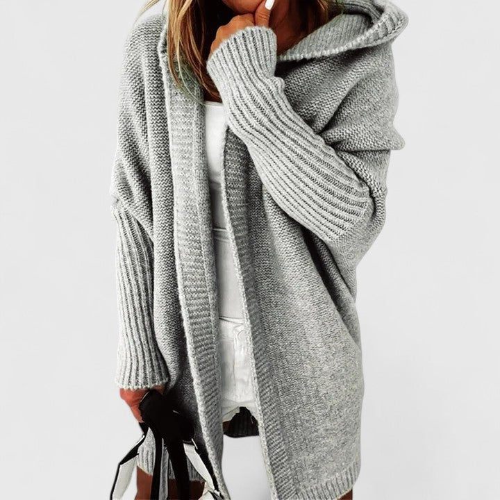 Women's Long Hooded Cardigan – Oversized Chunky Knit