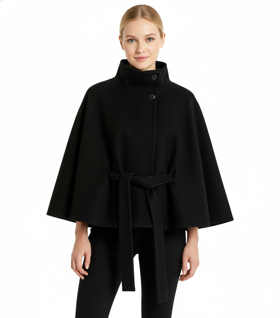 Women's Winter Coat – Wool-Look with Collar