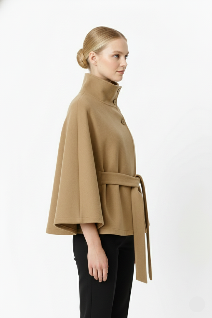 Women's Winter Coat – Wool-Look with Collar