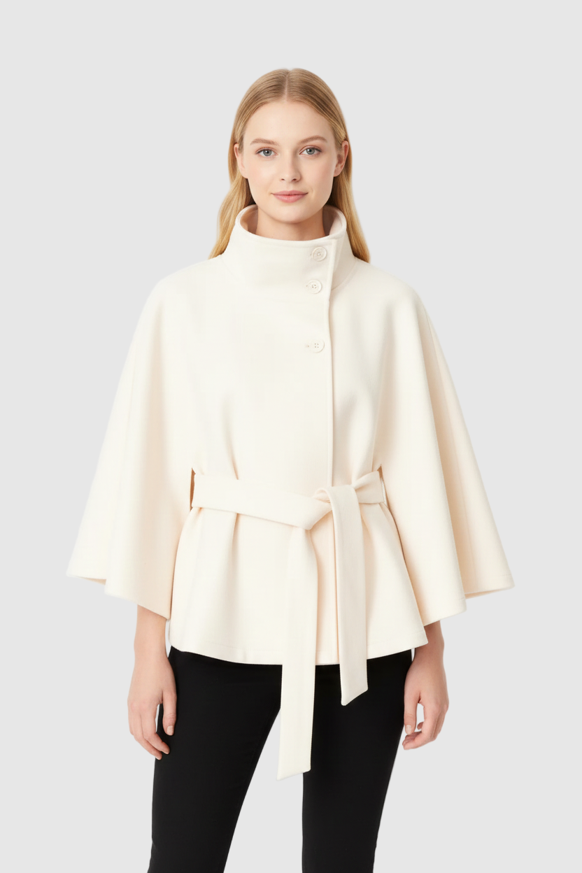 Women's Winter Coat – Wool-Look with Collar