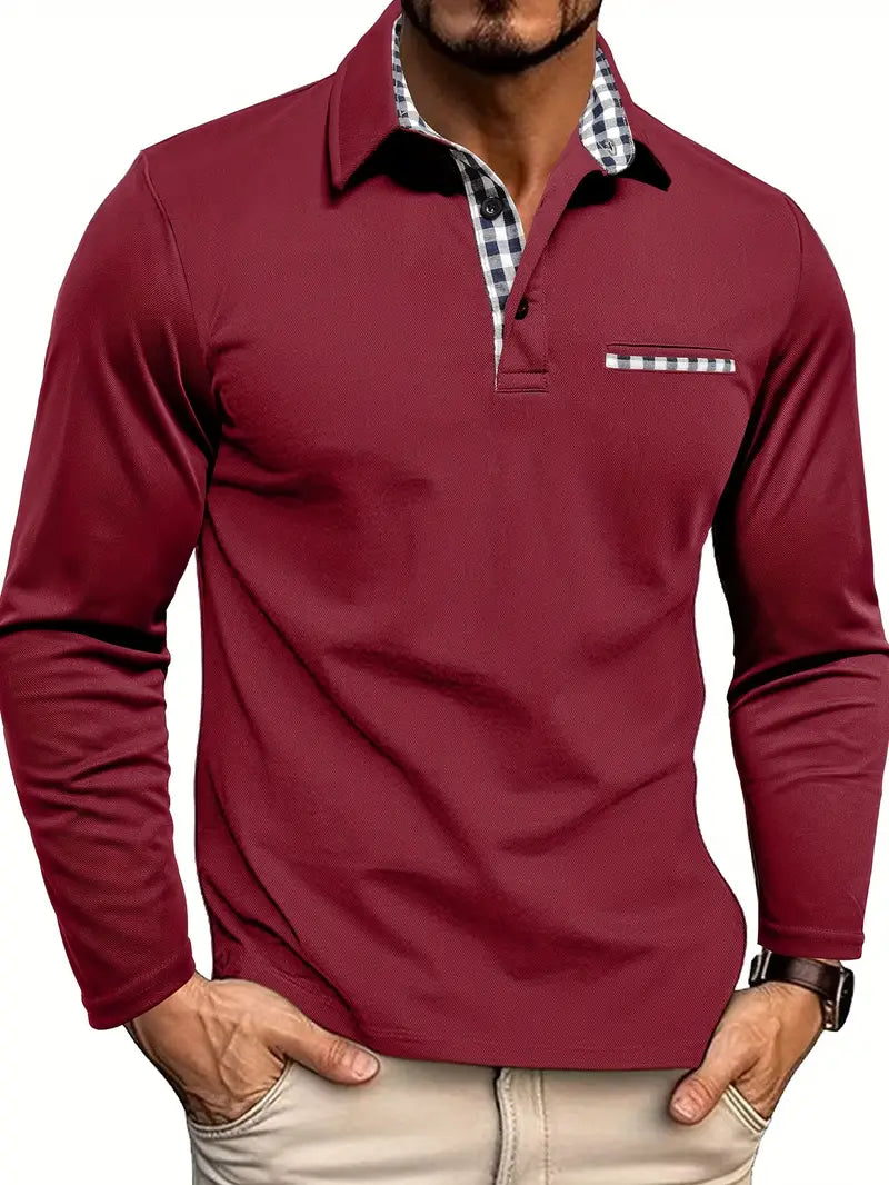 Men's Long-Sleeve Polo – Fitted Autumn Winter