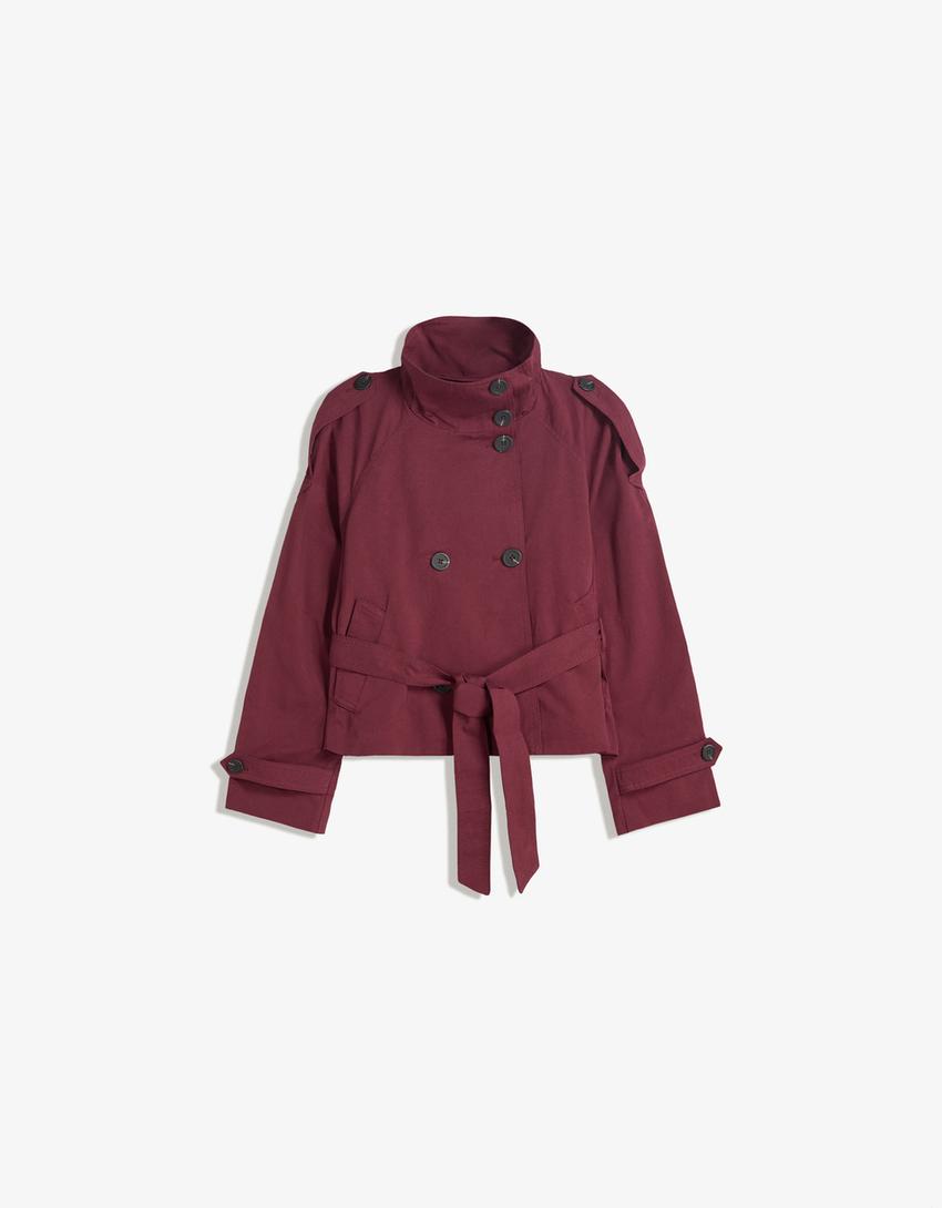 Women's Short Double-Breasted Trench Coat – Belted Trench