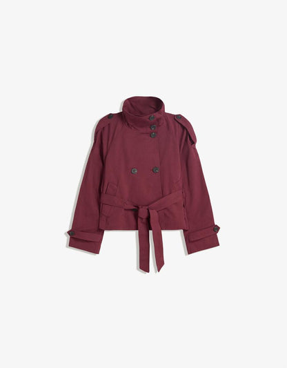 Women's Short Double-Breasted Trench Coat – Belted Trench