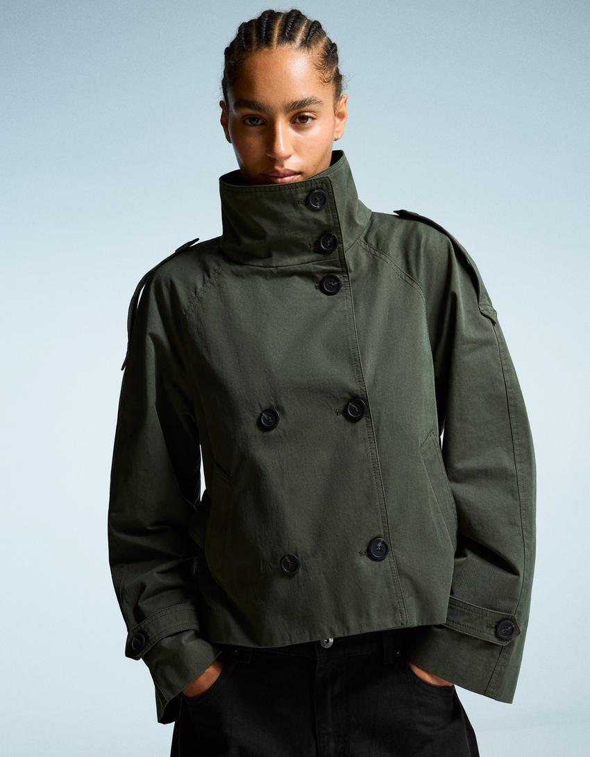 Women's Short Double-Breasted Trench Coat – Belted Trench