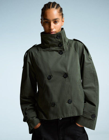Women's Short Double-Breasted Trench Coat – Belted Trench