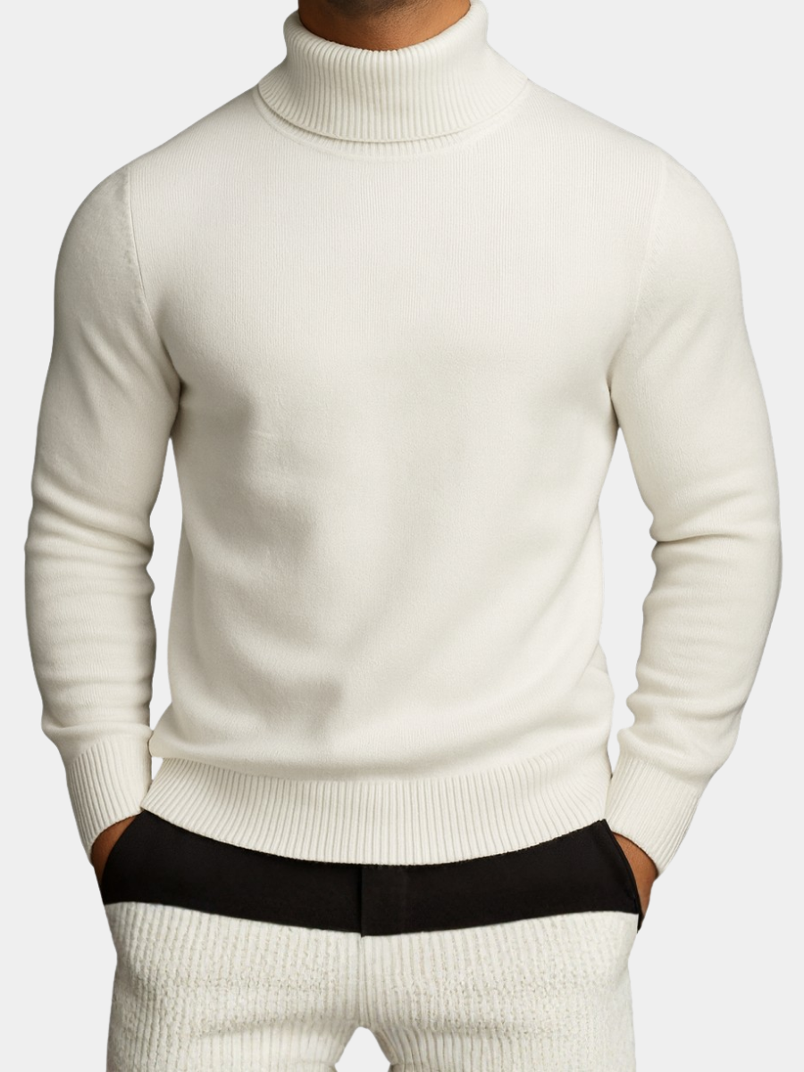 Men's Roll-Neck Jumper – Classic Knit Autumn Winter