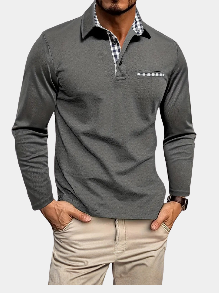 Men's Long-Sleeve Polo – Fitted Autumn Winter