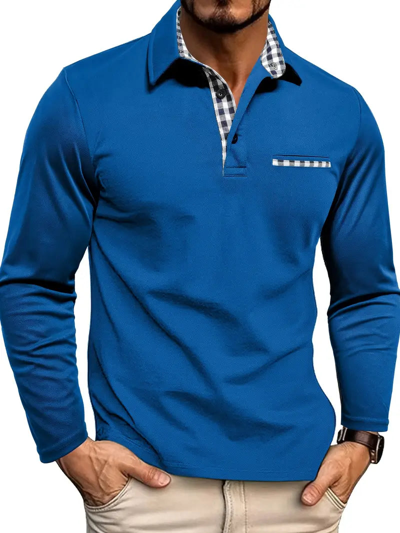 Men's Long-Sleeve Polo – Fitted Autumn Winter