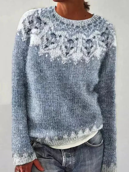 Women's Oversized Jacquard Sweater in Sky Blue