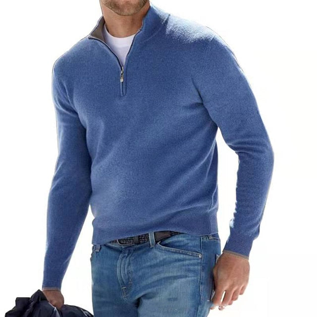 Men's Zip-Collar Sweater – Fitted Cut Autumn Winter