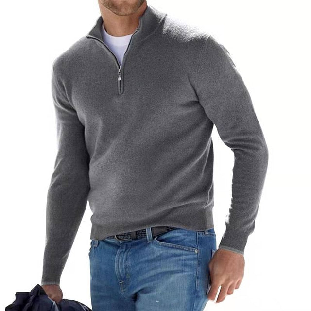 Men's Zip-Collar Sweater – Fitted Cut Autumn Winter