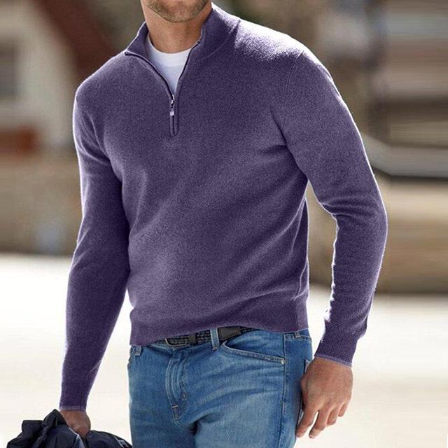 Men's Zip-Collar Sweater – Fitted Cut Autumn Winter