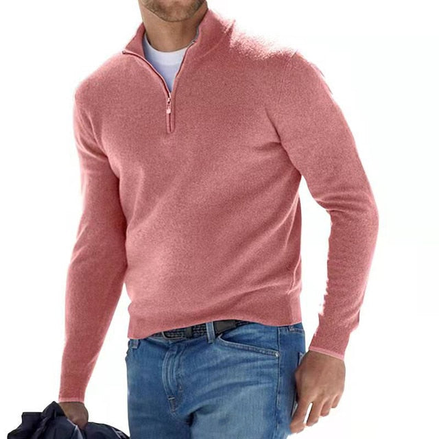 Men's Zip-Collar Sweater – Fitted Cut Autumn Winter