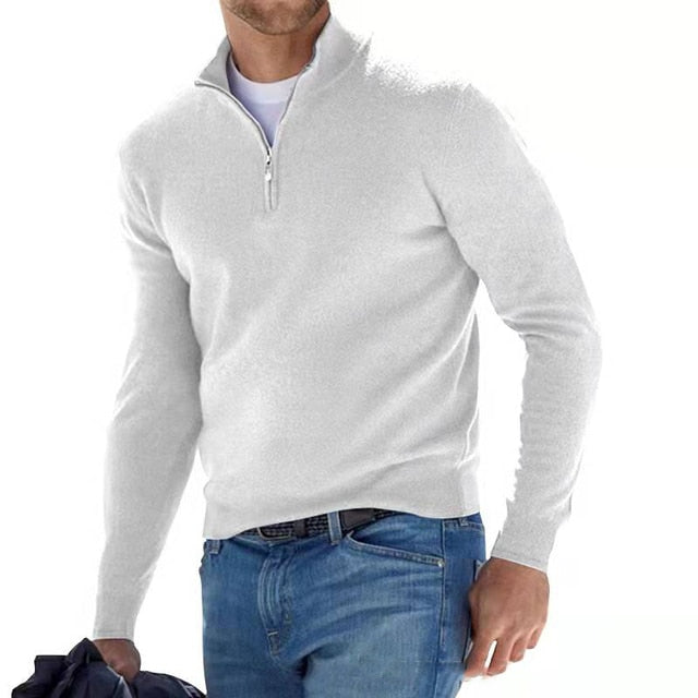 Men's Zip-Collar Sweater – Fitted Cut Autumn Winter