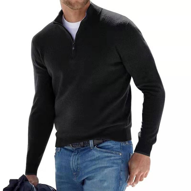 Men's Zip-Collar Sweater – Fitted Cut Autumn Winter
