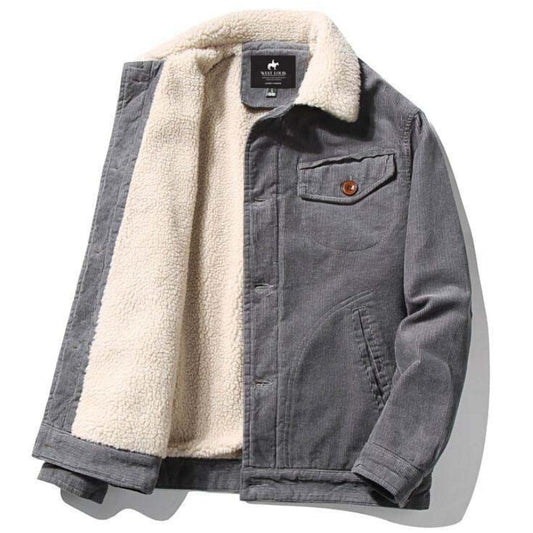 Men's Corduroy-Look Jacket – Sherpa-Style Lined Winter Vintage Style