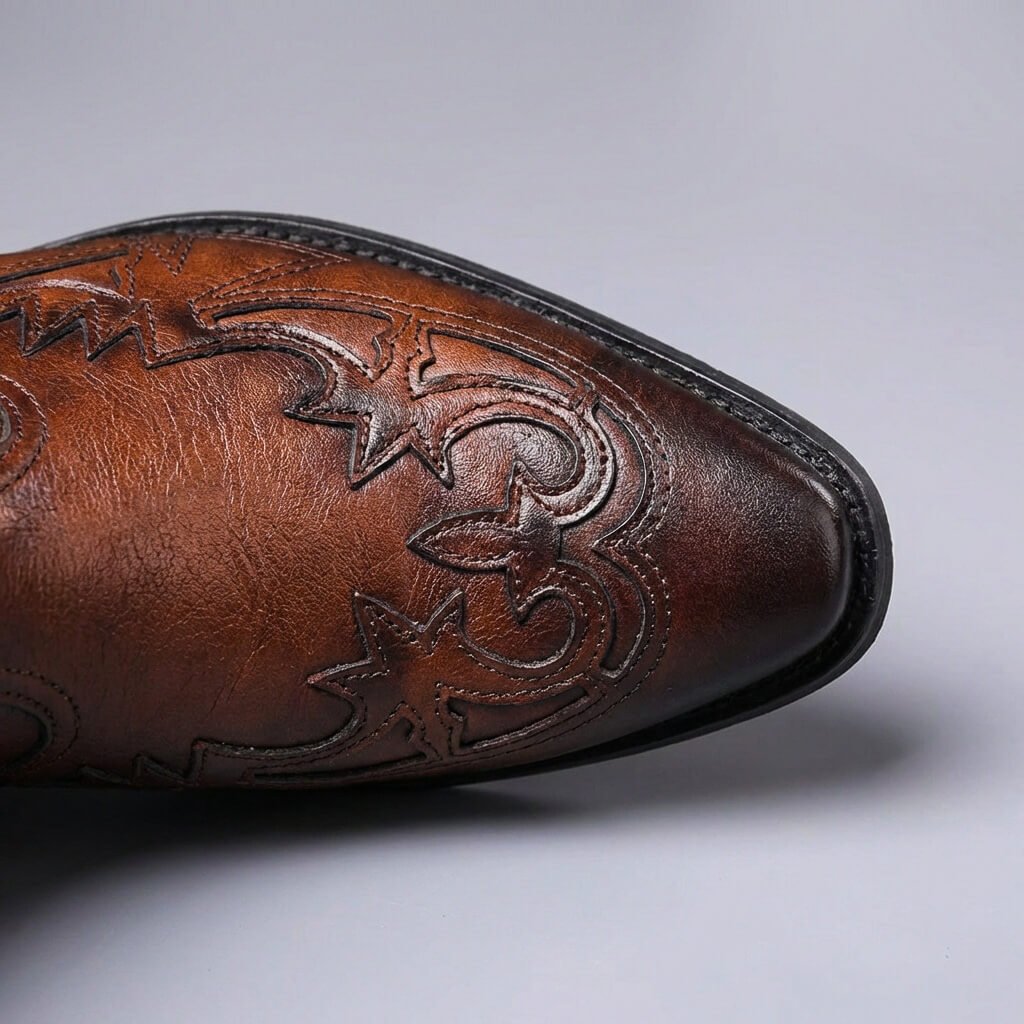 Men's Cowboy Boots – Pointed-Toe Western Ankle Boots Elastic Sides