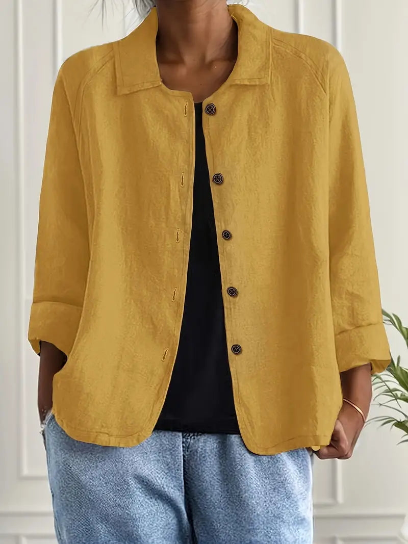 Women's Collared Button-Up Cardigan – Light Classic Cardigan