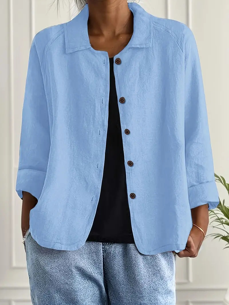 Women's Collared Button-Up Cardigan – Light Classic Cardigan