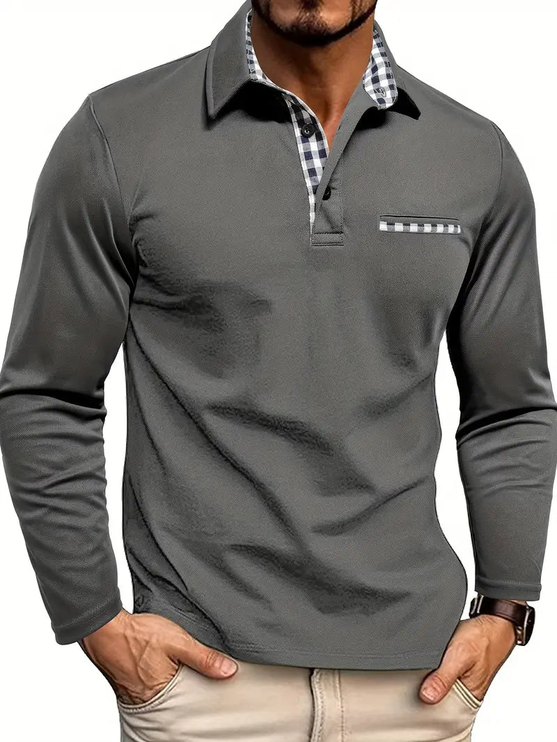 Men's Long-Sleeve Polo – Fitted Autumn Winter