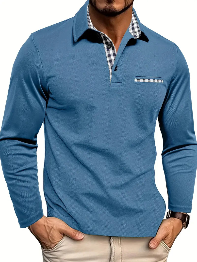Men's Long-Sleeve Polo – Fitted Autumn Winter