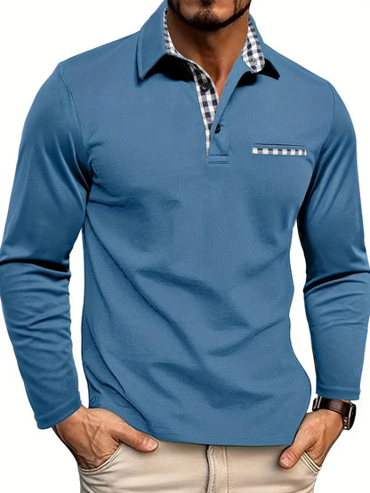 Men's Long-Sleeve Polo – Fitted Autumn Winter