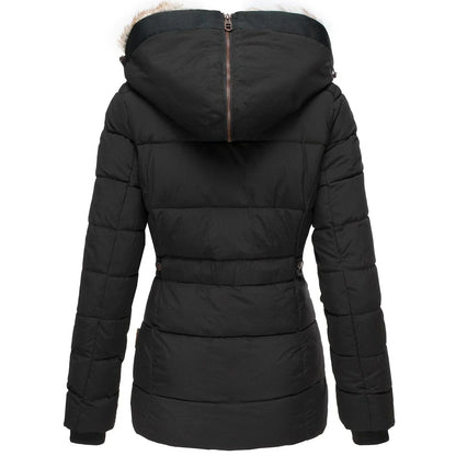 Women's Faux-Fur Hooded Puffer – Fitted Quilted Winter Coat