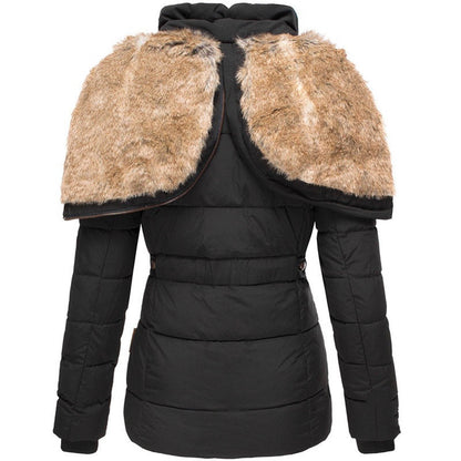 Women's Faux-Fur Hooded Puffer – Fitted Quilted Winter Coat
