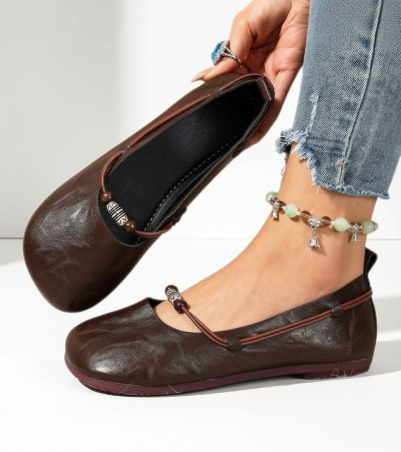 Women's Beaded Strap Ballet Flats – Comfortable Flats